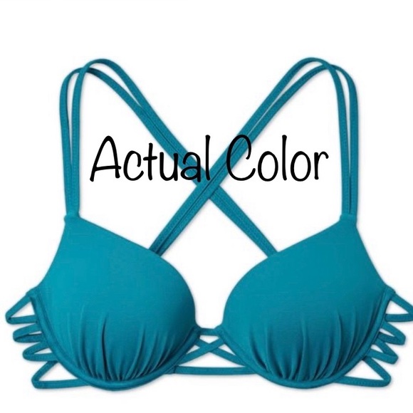 Push-Up Side Detail Bikini Top- Ocean Blue 34B - Picture 2 of 8